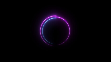 Obraz premium A dynamic circular illustration, and glowing Neon blue circle frame loading icon background retro style illustration . on a black background. and creating a stunning illustration.4k illustration