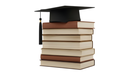 Graduationcaponbooksstackisolated