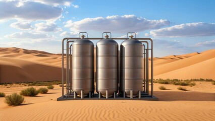 Obraz premium High Pressure Hydrogen Storage Tank Standard V2 in Desert Landscape