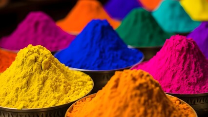 Vibrant holi powder colors in bowls