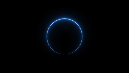 Obraz premium A dynamic circular illustration, and glowing Neon blue circle frame loading icon background retro style illustration . on a black background. and creating a stunning illustration.4k illustration
