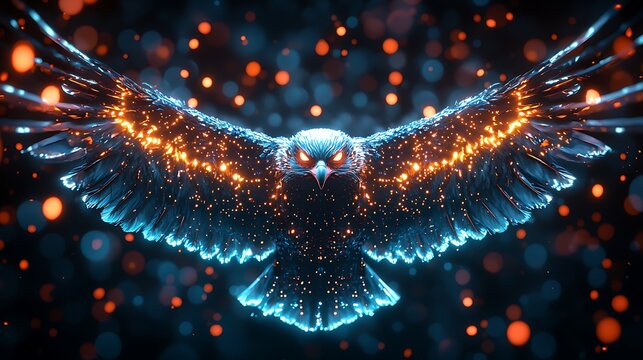 Fiery and ice eagle flying high resolution picture