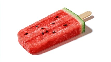 Fresh watermelon popsicle isolated on white background summer refreshment