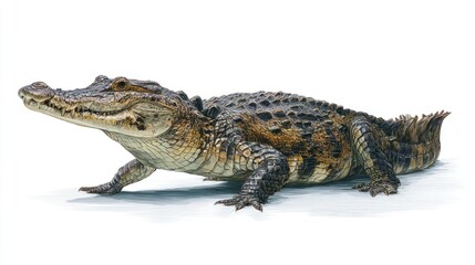 Naklejka premium Detailed studio shot of an alligator isolated on a white background
