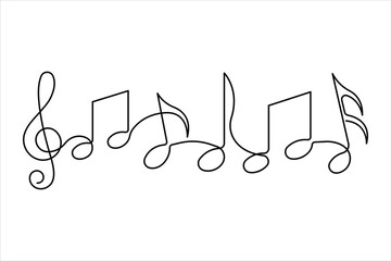Continuous music note design one line art drawing of music notation musical concept illustration