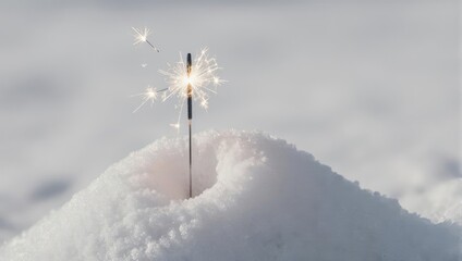 Sparkler in Snow - Winter Celebration and Festive Light.