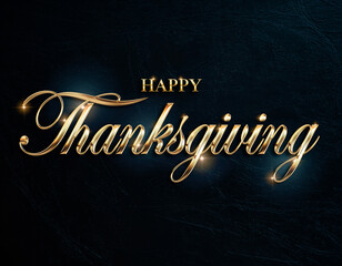Obraz premium Golden Happy Thanksgiving Text on Dark Textured Background