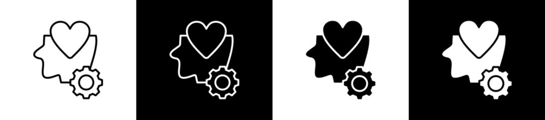 Sincerity icon set in line and glyph style on black and white background