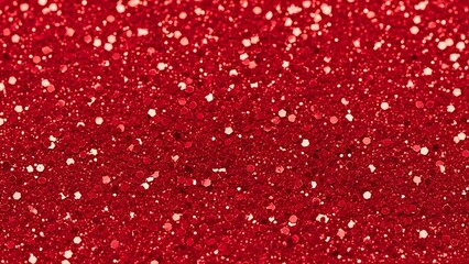 Vibrant red glitter background with sparkling particles and festive texture
