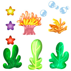 Under the Sea Life Collection: Seaweed, Anemone, Starfish, and Bubbles - Vector, SVG, PNG
Cute Ocean Marine Life Clipart Set - Colorful Sea Plants & Creatures - SVG, PNG, Vector