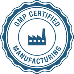 GMP Certified Manufacturing Badge Icon for Quality Assurance Compliance