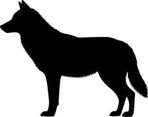 German Shepherd Dog Silhouette Vector Isolated on White Background