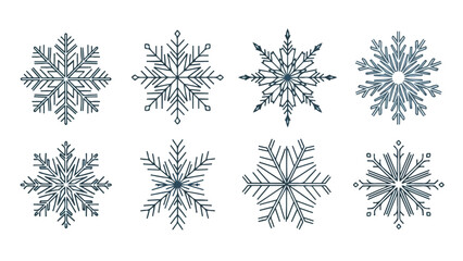 Minimal Snowflake Icons Set Clean Winter Vector