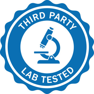 Third Party Lab Tested Certification Badge with Microscope Icon
