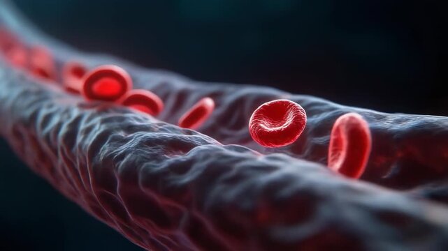 Stunning 3D Visualization of Red Blood Cells Flowing Through a Vein in a Dark Environment