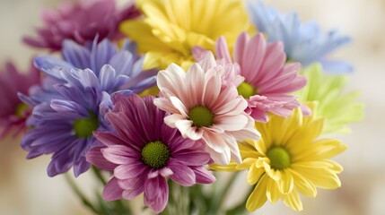 Fototapeta premium Vibrant Bouquet of Colorful Chrysanthemum Flowers in Full Bloom.