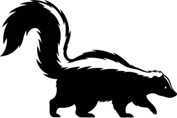 Skunk Silhouette Vector Illustration Isolated on White Background