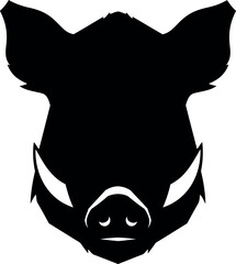Wild Boar Head Silhouette Vector Icon Isolated on White Background