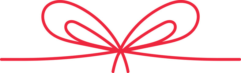 collection minimalistic ribbons or bow, Simple doodle red bows with string and knot for present set. Minimalist line art vector. birthday party or festive package