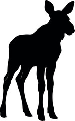 Moose Calf Silhouette Vector Isolated on White Background