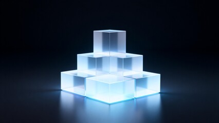 Stacked glowing transparent cubes