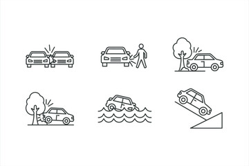 Car Accident Icons Set