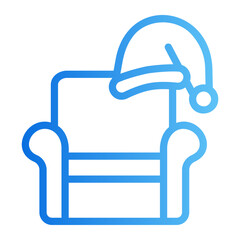 chair hat santa Line Gradient Icon