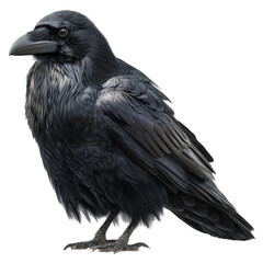 Fototapeta premium Black Crow Stands on a Branch Looking Around in a Natural Setting During Daylight Hours