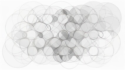 Overlapping translucent circles of varying sizes form a complex, abstract composition
