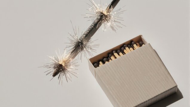 Pale Tussock Moth Caterpillar and Matchbox on White Background.