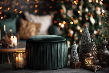 cozy christmas scene with festive decor and warm candlelight