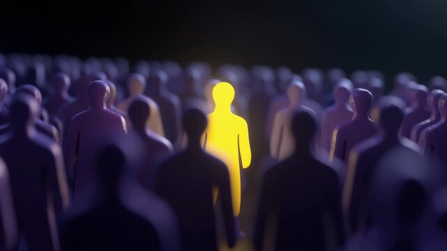 A striking visual of a unique figure among a crowd, symbolizing individuality and distinction