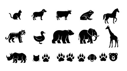 una colección de varios tipos de huellas de animales