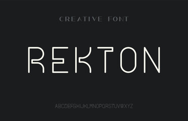 Modern Minimal Rounded Tech Font, For Logo Branding, Vector Illustration,