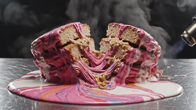 Melting Cake Destroyed by Heat Gun Time Lapse