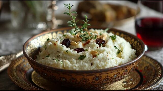 Garlic Mashed Cauliflower With Festive Table