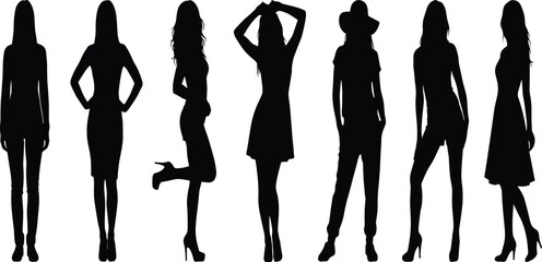Mega Collection of Vector Silhouettes Featuring Diverse People Families Walking Children Reading Books and Women Fashion Models for Lifestyle and Education Projects