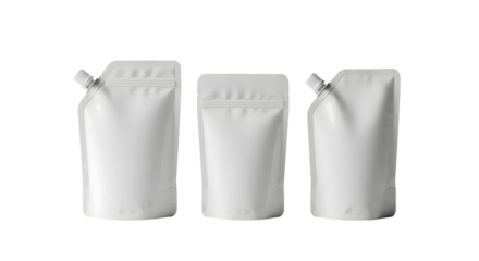 Three white rectangular objects with folded tops on black background