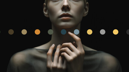 An AI ethics concept showing decision outcomes arranged along a moral spectrum, from neutral tones to intense colors, symbolizing complexity in algorithmic choices. cinematic color correction,