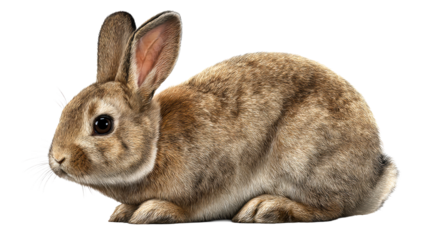 Fluffy brown rabbit sitting attentively, perfect for springtime promotions and animal care concepts, showcasing natural textures and a gentle demeanor for diverse editorial uses.