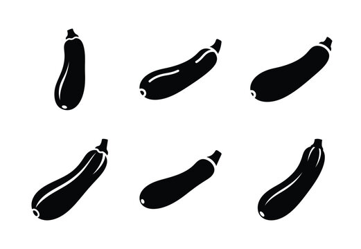 set of food zucchini silhouette icon vector illustration isolated on white background