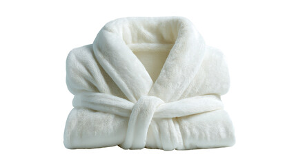 Plush white bathrobe tied with a belt, creating a cozy and luxurious feel perfect for spa experiences, relaxation, and comfort in home care.
