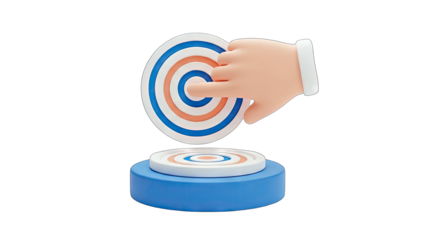 Hand Touching Target on Stand - Business Goal Concept