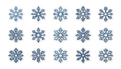 Delicate blue snowflakes on white background for winter designs