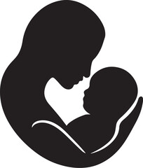 PrintStylized silhouette of a mother holding her baby