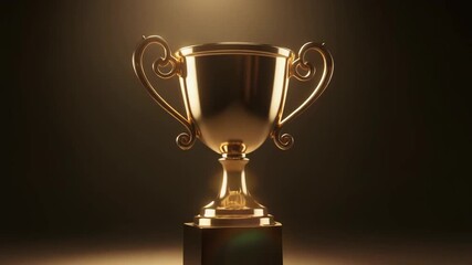 Golden Trophy Award with Elegant Design and Lens Flare on Dark Background, Representing Glorious Victory