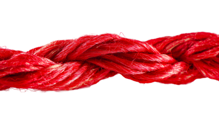 Extreme close up of a thick red braided cord with golden threads, suitable for crafts, decoration, and tactile textures.