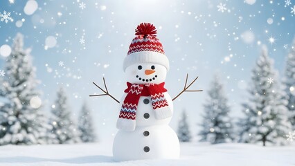 Obraz premium snowman with red hat
