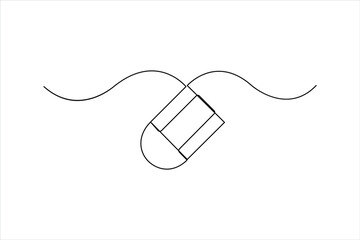 Obraz premium Rubber eraser continuous one line art drawing of design, Eraser line art minimalist outline vector illustration