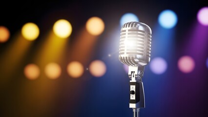 retro microphone on stage